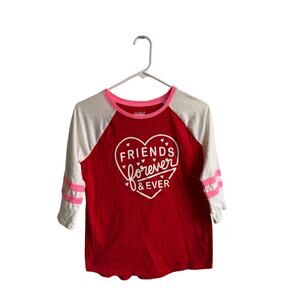 Cat & Jack Girls Valentine’s Day Shirt Friends Forever & Ever XL 14/16